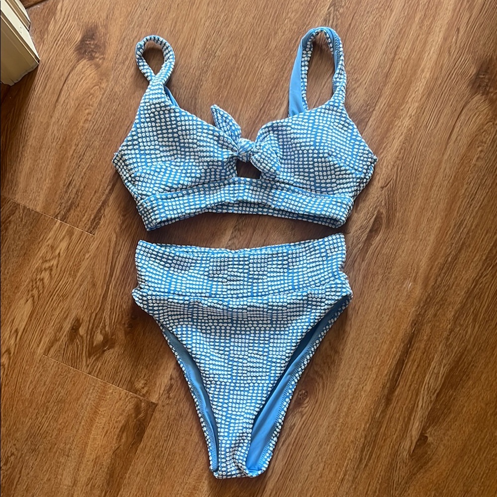 Aerie Blue and White Patterned Bikini Set